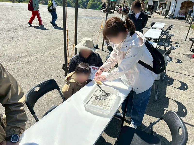 発掘体験キットは、お子様だけでなく保護者の方もそばで見守りながら参加できるため、親子で自然に楽しめる体験コンテンツです。小さなお子様でも取り組みやすく、宿泊施設や観光施設でのファミリー向けイベントに適しています。