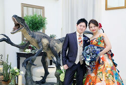 結婚式でリアルな恐竜模型を展示してゲストに喜んでいただいた成功例 イベント成功例